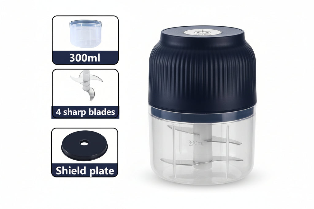 Portable electric veggie chopper - compact garlic grinder for fruits, meat and spices