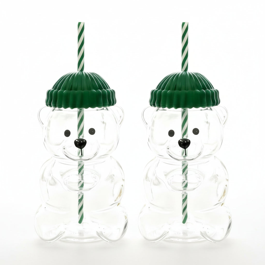 Bear drinkware in use - festive glass cup for hot and cold beverages