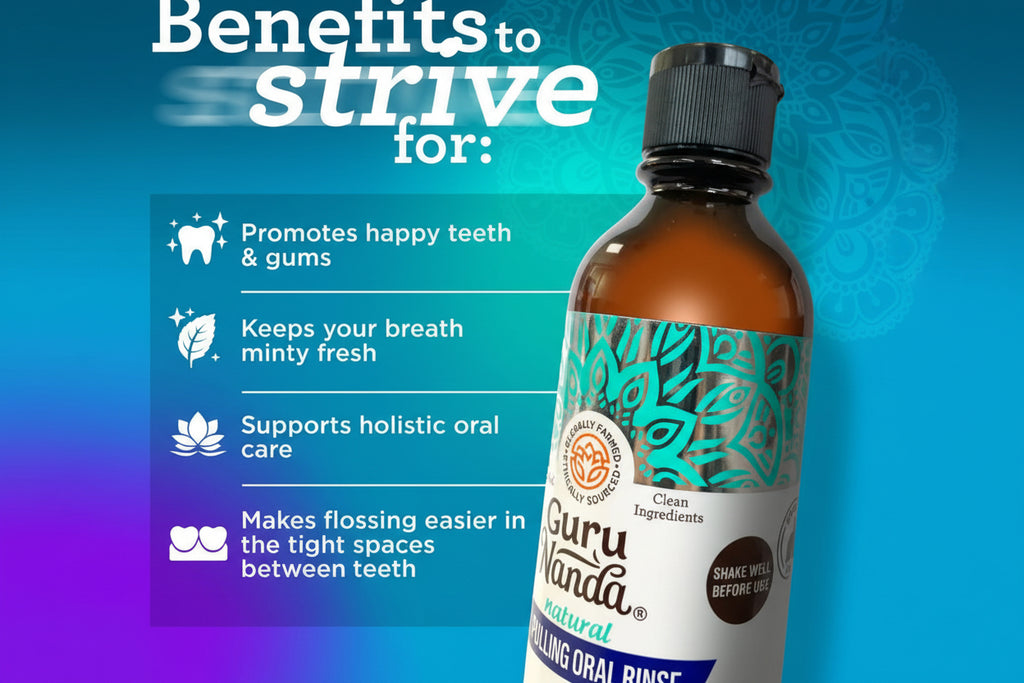 Gurunanda oil pulling product - coconut mint flavor with vitamin D, E and K2 supplement