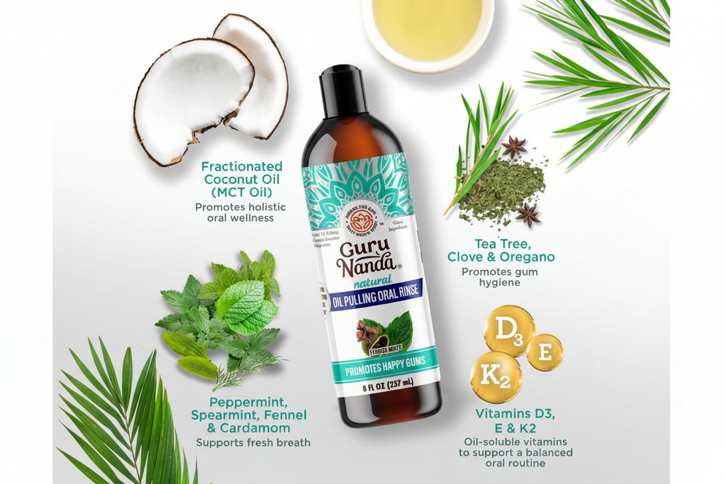 Natural oil pulling with cocomint flavor - oral hygiene and wellness supplement 8 oz